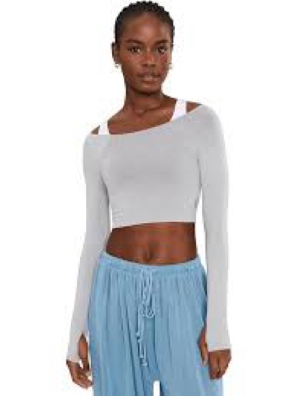 FP Movement by Free People Off-Shoulder Long Sleeve Crop Top - White